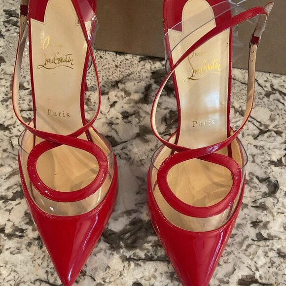 Christian Louboutin RED patent PVC cutout pumps - Picture 3 of 6